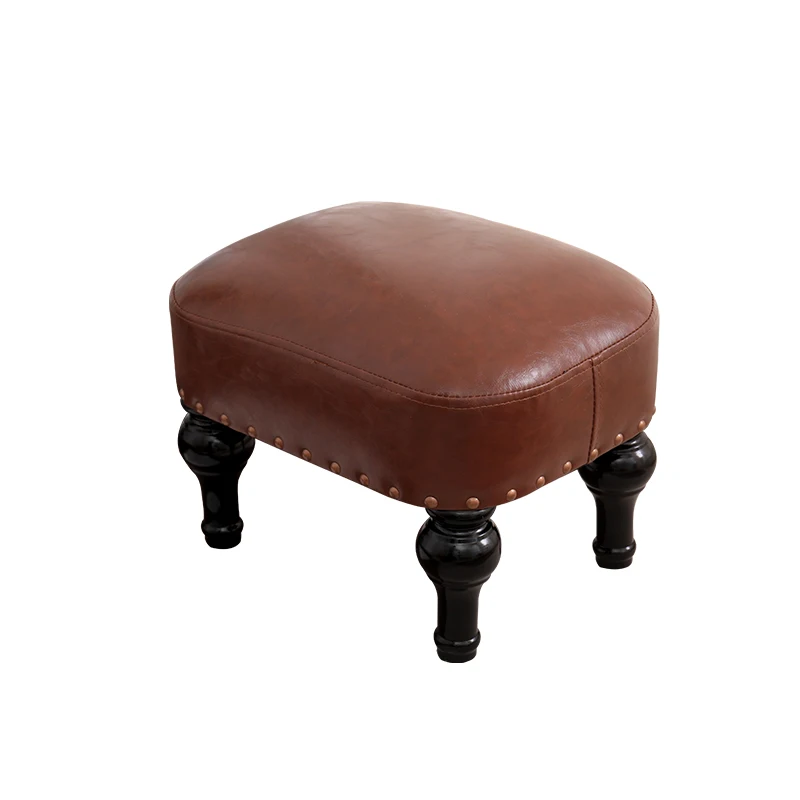 

American-style door leather art shoe change stool sofa ottoman square stool single low stool small pier in the entrance