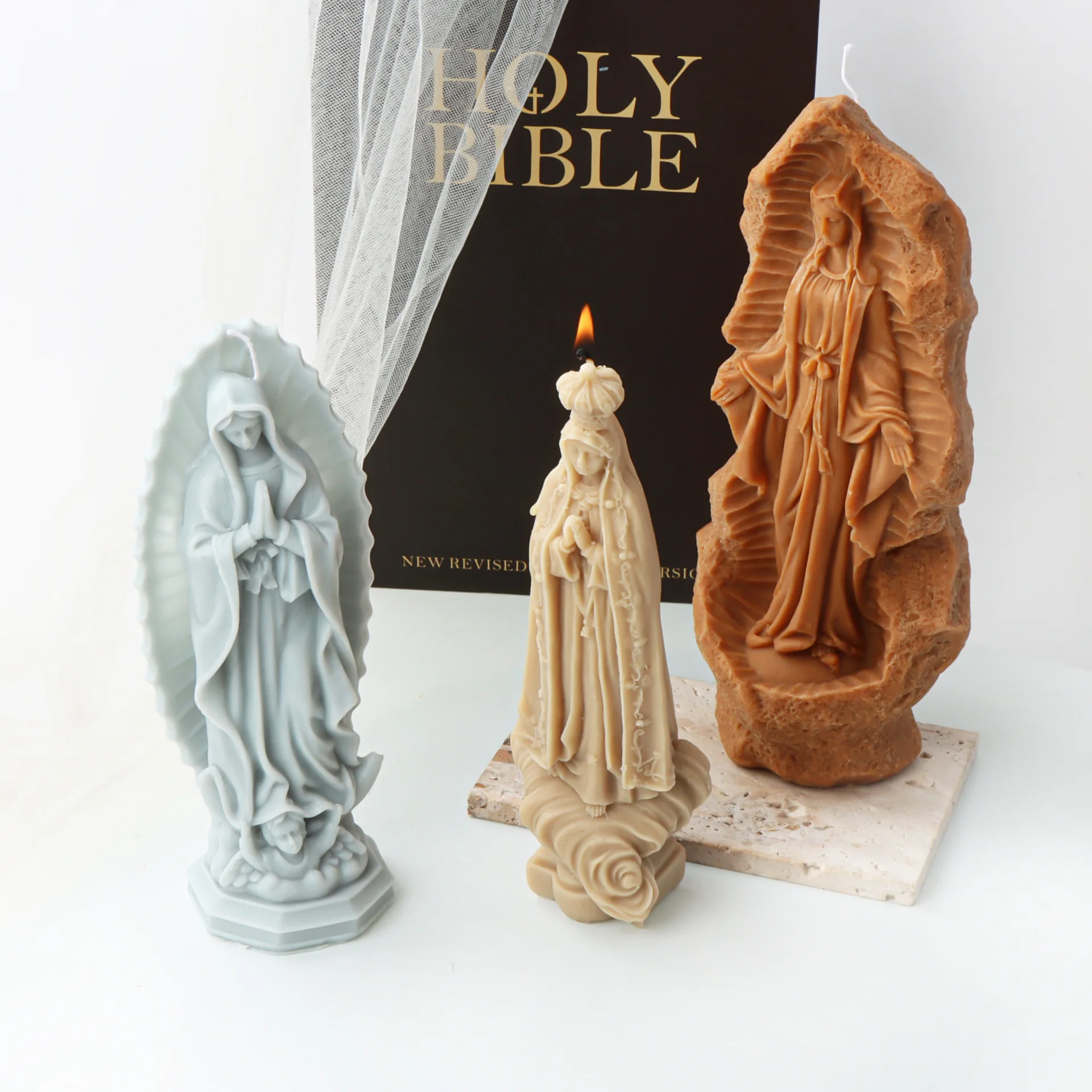 3D Silicone Mold for Candle , Our Lady, Madonna, Fatima, Jesus Family, DIY Festival Aroma Plaster Creative Ornaments Resin Epoxy