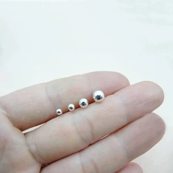 Pure 925 Sterling Silver Ball Small Stud Earrings for Children Girls Baby Jewelry,2mm--6mm Cartilage Piercing Earrings for Women
