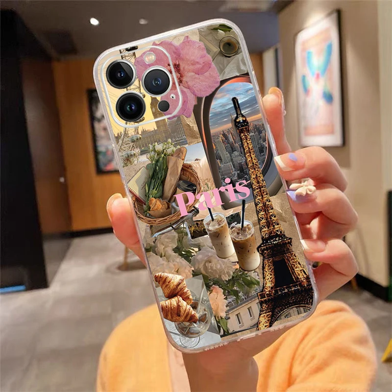 

Paris Phone Case Carcasa Funda For iPhone 17 Pro Max Air 16 15 14 13 Pro Max 15 16 Pro 15Plus Case