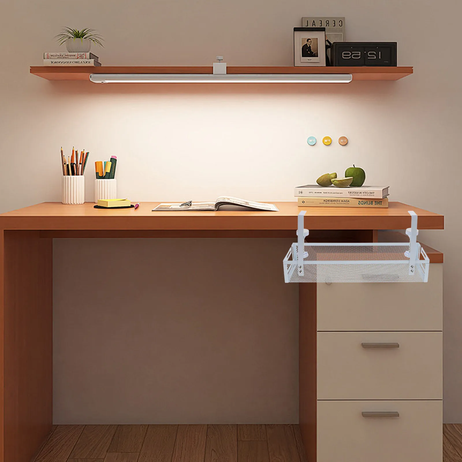 Cable Management Tray Under Desk Metal Wire Cord Organizer Mesh Design Strong Load Capacity Wire Management Under Desk Basket