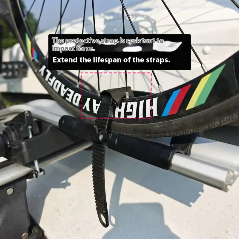 2Pcs For Thule 599 598 591 568 564 561 532 933 926 Roof Rack Bike Wheel Adapter Straps With Cushion For Secure Cycling Transport