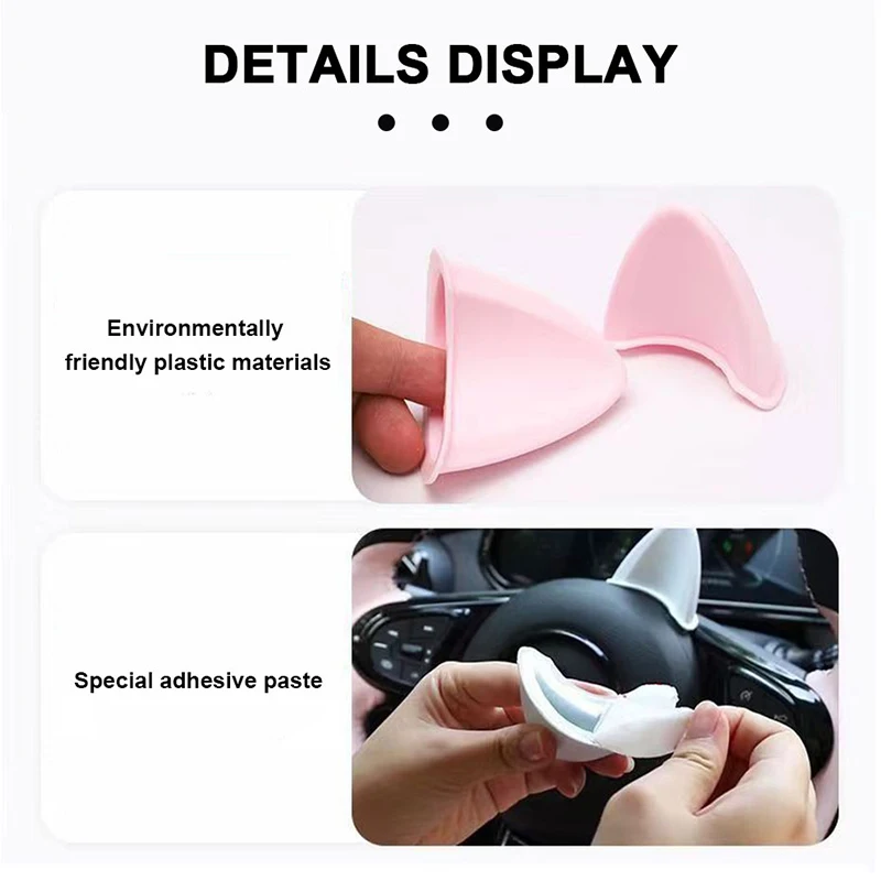 BLALION 2 قطعة خوذة آذان القط الديكور دراجة نارية سيارة كهربائية القيادة التصميم لطيف آذان القط ملصقات ديكور خوذة الملحقات