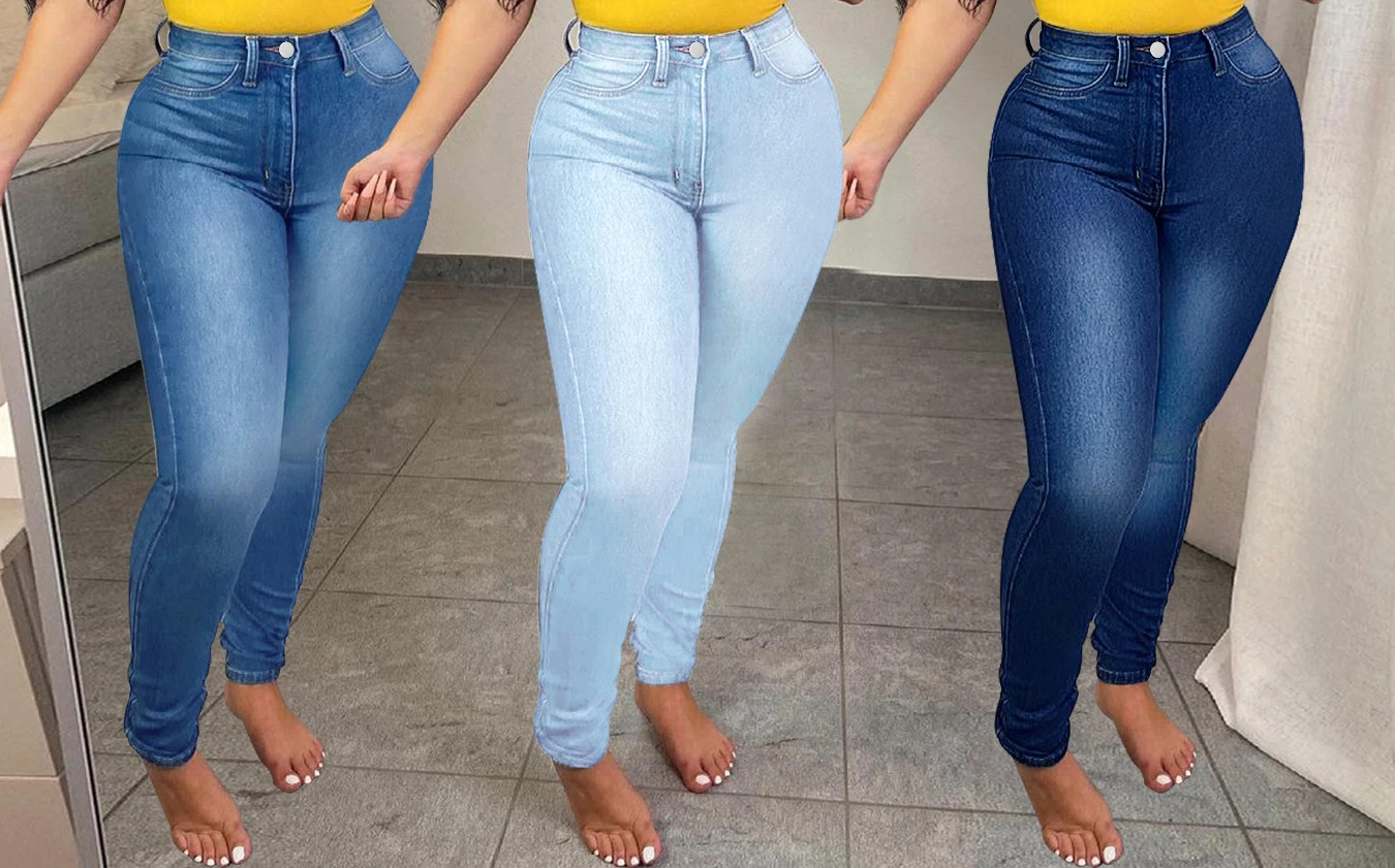 

Solid Color Fashion Slim Fit Stretch Denim Trousers Ladies Jeans Women's Clothing