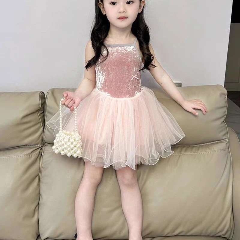 

Baby Kids Summer Children Pink Princess Sleeveless Slip Tutu Gauze Dress Birthday Party Childrens Girls Kids Beach Ballet Skirts