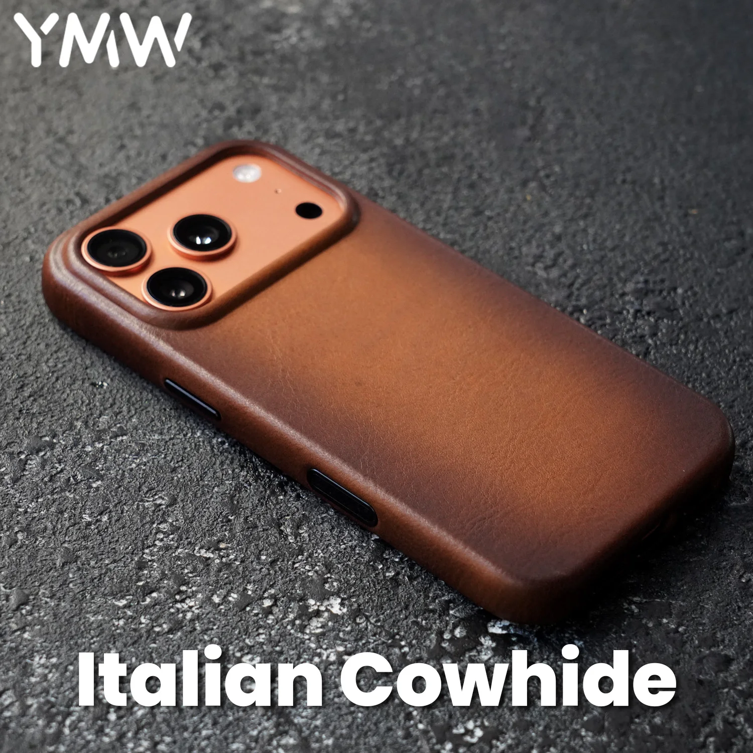 

YMW Handmade Italian Genuine Leather Case for iPhone 17 16 15 Pro Max Magnetic Luxury Business Retro Cowhide Phone Cover