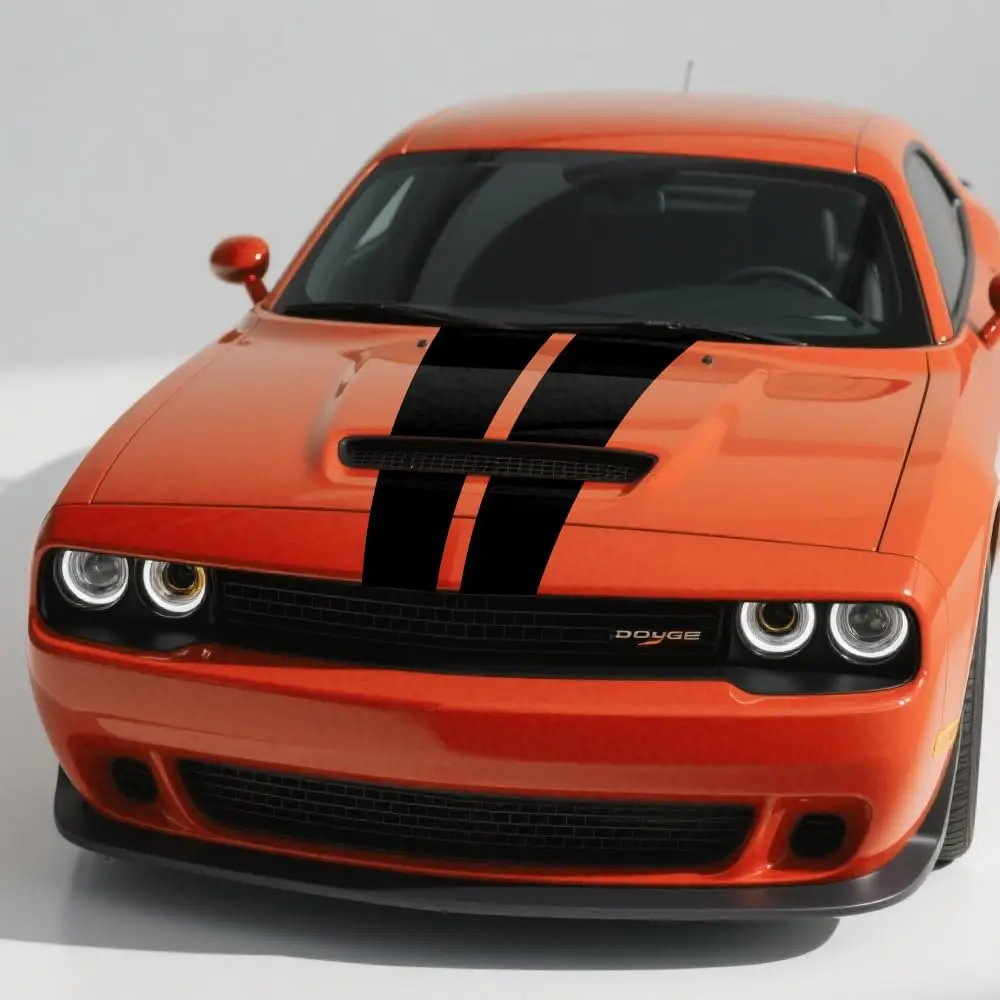 รถ Hood Bonnet Racing ไวนิล Decal สติกเกอร์ลายชุดใช้งานร่วมกับ Dodge Challenger 2008-ปัจจุบัน