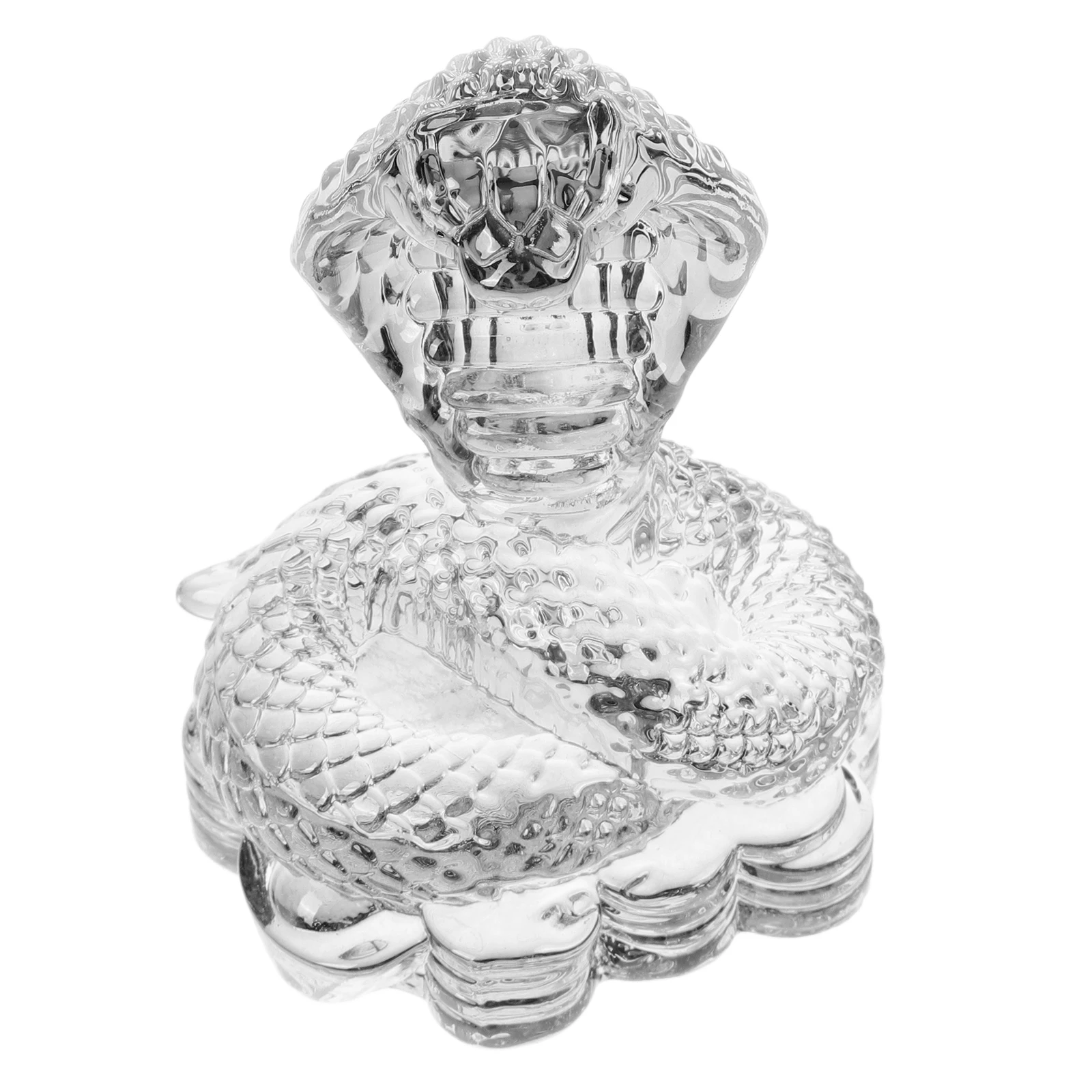 

Crystal Snake Sculpture White Crystal Snake Ornament Desk Decoration Flat Bottom Home Office Gift Memorial Statue