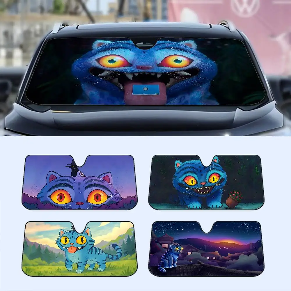 

Derpy KPop Demon Hunters Tiger Windshield Sunshade Customized Aluminium Foil Car Window Windscreen Cover Sunscreen Curtain