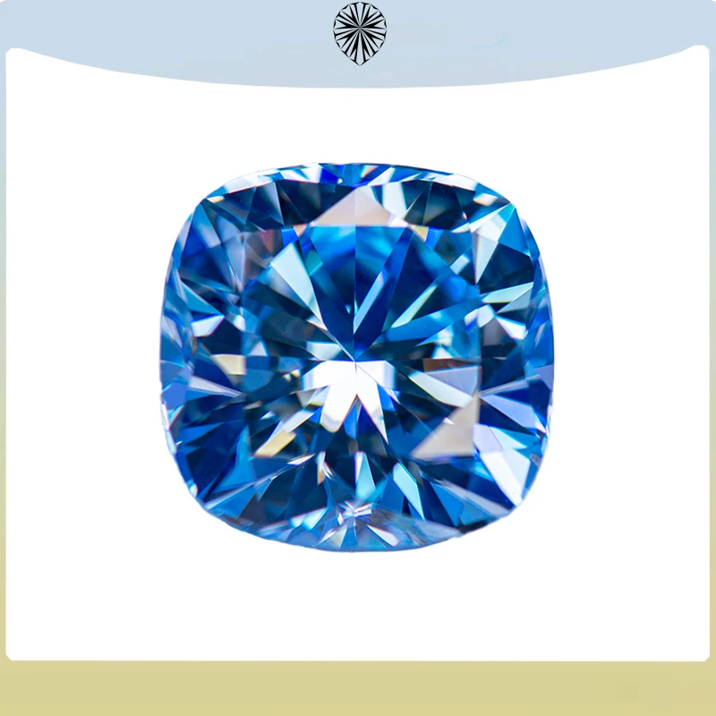 

Moissanite Stone Ice Blue Color Cushion Cut Lab Grow Gemstone Advanced Jewelry Making Materials with GRA Certificate