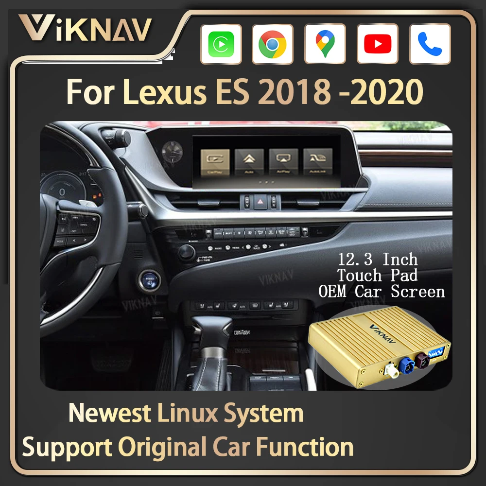 Viknav Linux For Lexus ES 2018-2020OEM Car Upgrade Decoder Box Interface MuItimedia Wireless Apple CarPlay GPS DVD Android Auto