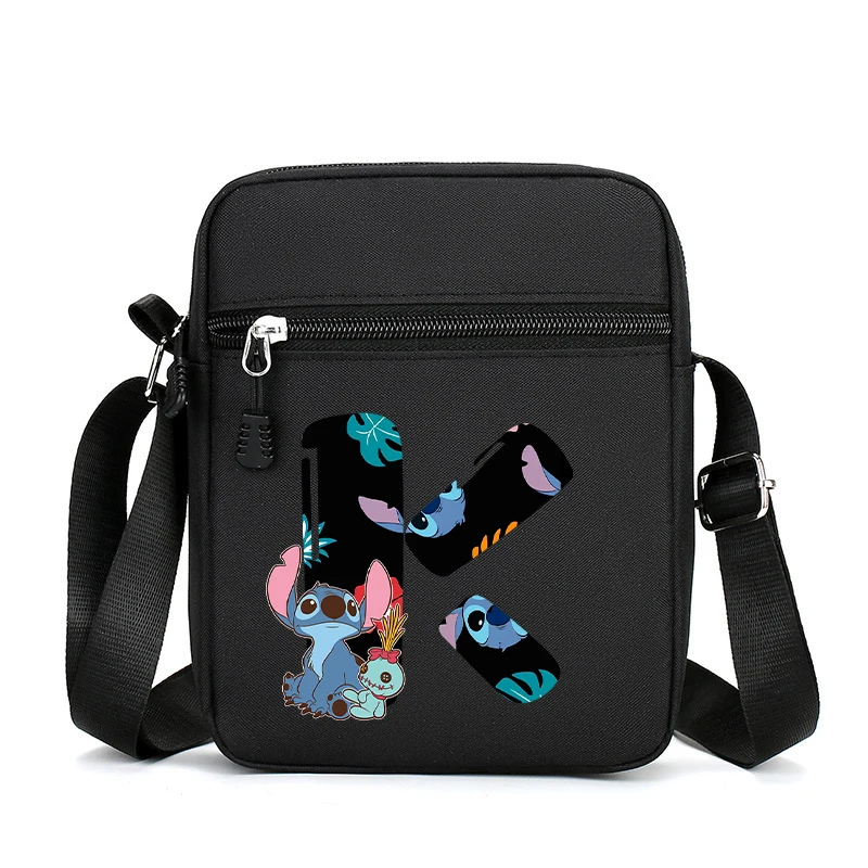 만화 스티치 메신저 백 A-Z 알파벳 소녀 옥스포드 천 야외 스포츠 휴대폰 가방 소년 핸드백 애니메이션 귀여운 숄더백