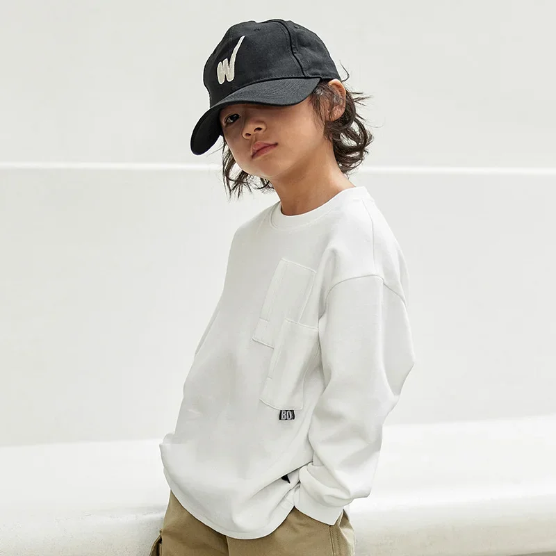 Boys Hoodies Sweatshirts Cotton Tops Outwear 2024 White Spring Autumn Kids Sport Uniforms Children's Clothing