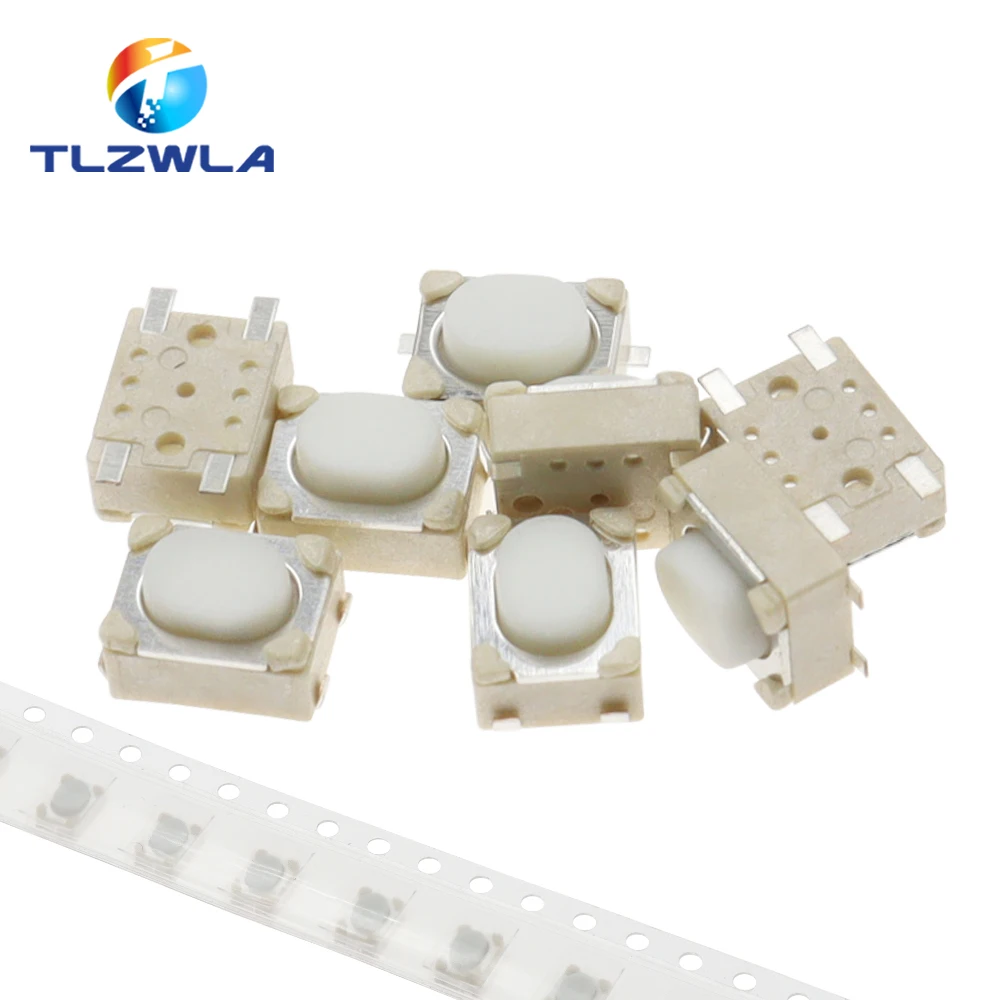 100 sztuk DC12V 50mA mikroprzyciskowy przełącznik taktowy SMD 4Pin 3X4X2.5MM biały dotykowy takt przycisk mikroprzełącznik chwilowy 3*4*2.5mm