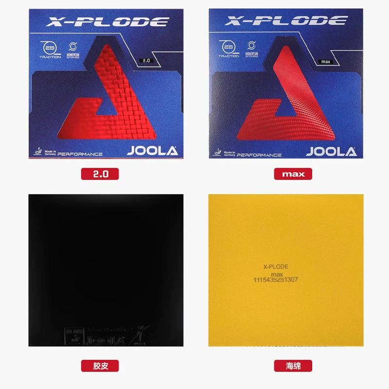JOOLA X-PLODE Table Tennis Rubber Sheet Pips-in ITTF Approved Ping Pong Rubber Non-sticky 2.0/Max Sponge Table Tennis Rubber
