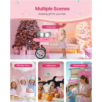 Elektrický stroj na cukrovou vatu SucceBuy s vozíkem, komerční výrobník cukrové vaty s miskou z nerezové oceli o průměru 20,5 palce, odměrka na cukr 6 nejlepší prodej stroj na cukrovou vatu na baterie - №2