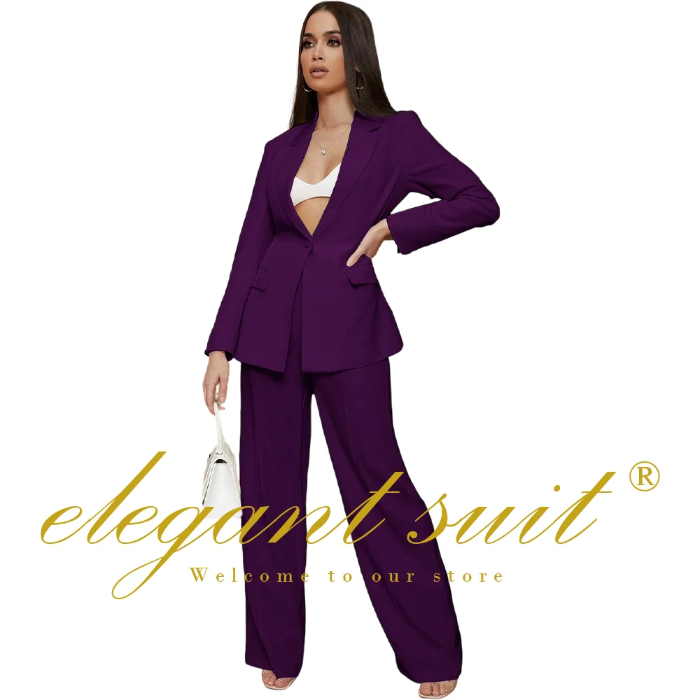 Women's Formal Suit Pants, Lapel Jacket and Pants, Customized Set, Suitable for Office Dance Event, Wedding, 2 Pcs