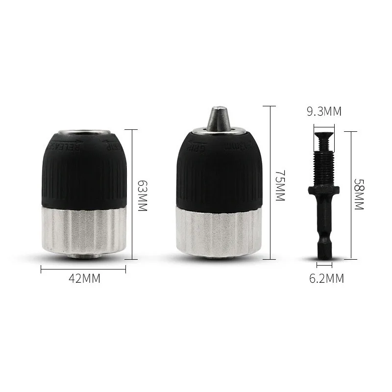 Imagem -06 - Keyless Self-locking Drill Chuck Adapter 213 mm 824unf Hex Shank Liberação Rápida Impacto Pronto Ferramentas Driver Elétrico