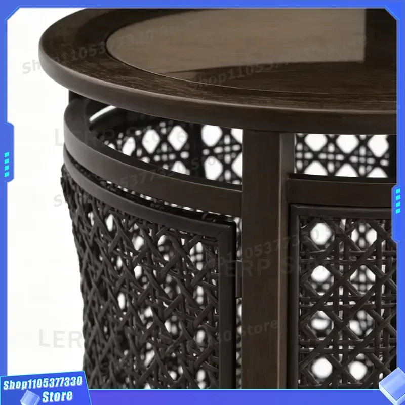 Modern Woven Aluminum Alloy Outdoor Dining Table Durable Patio Furniture for Garden Terrace Weather Resistant Heavy Duty
