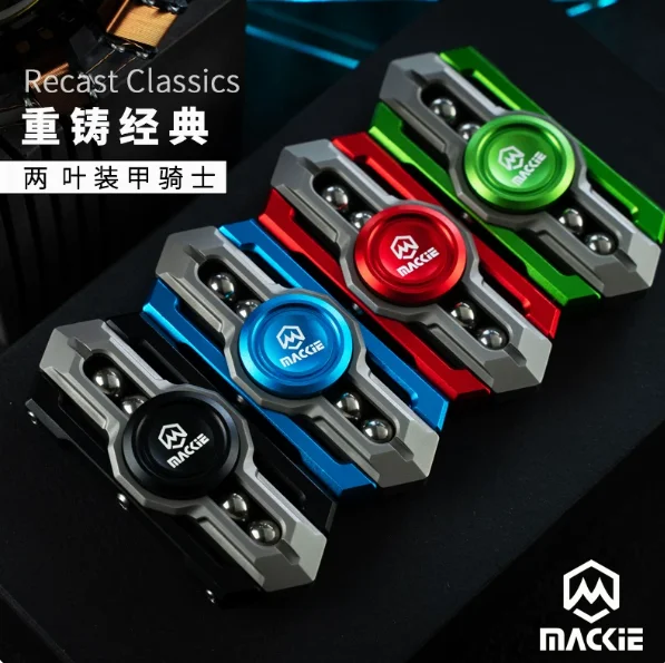 MACKIE Armored Knight 2-Blade Discontinued Fidget Spinner Same As Tiktok Viral High Speed Metal EDC Anti Stress Fidget Toy