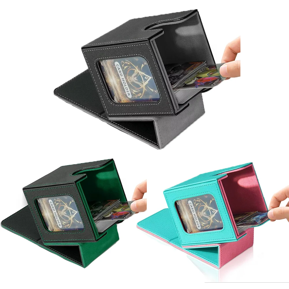 

Deck Case Holds 100+ MTG Card Deck Box for Commander Display PU Leather Trading Card Storage Box for TCG PTCG Game Sports Cards