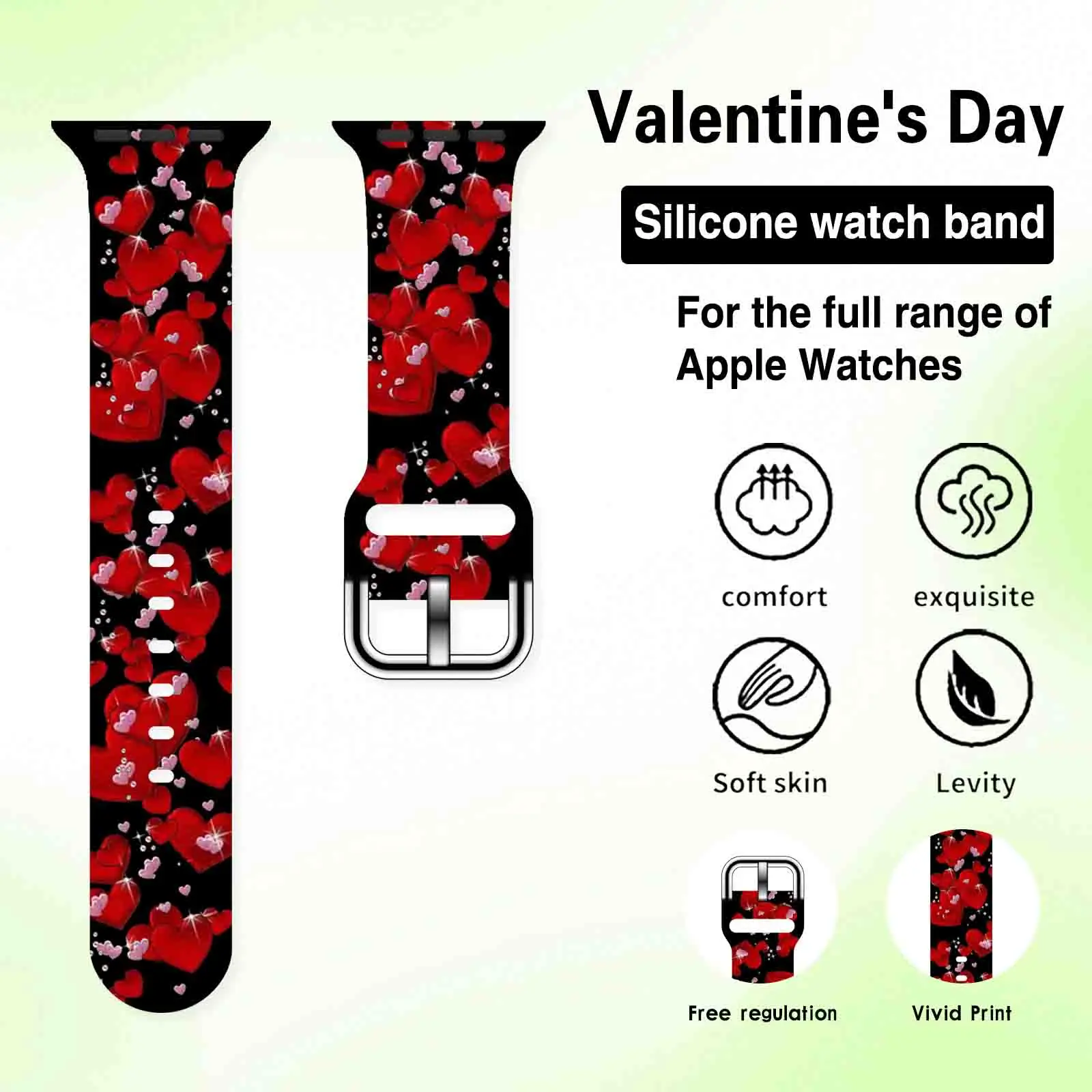 Valentine\'s Day Series Strap for Apple Watch 11 10 9 Silicone Band Replaceable Bracelet for iWatch 46mm 42mm 41mm 40mm Watchband
