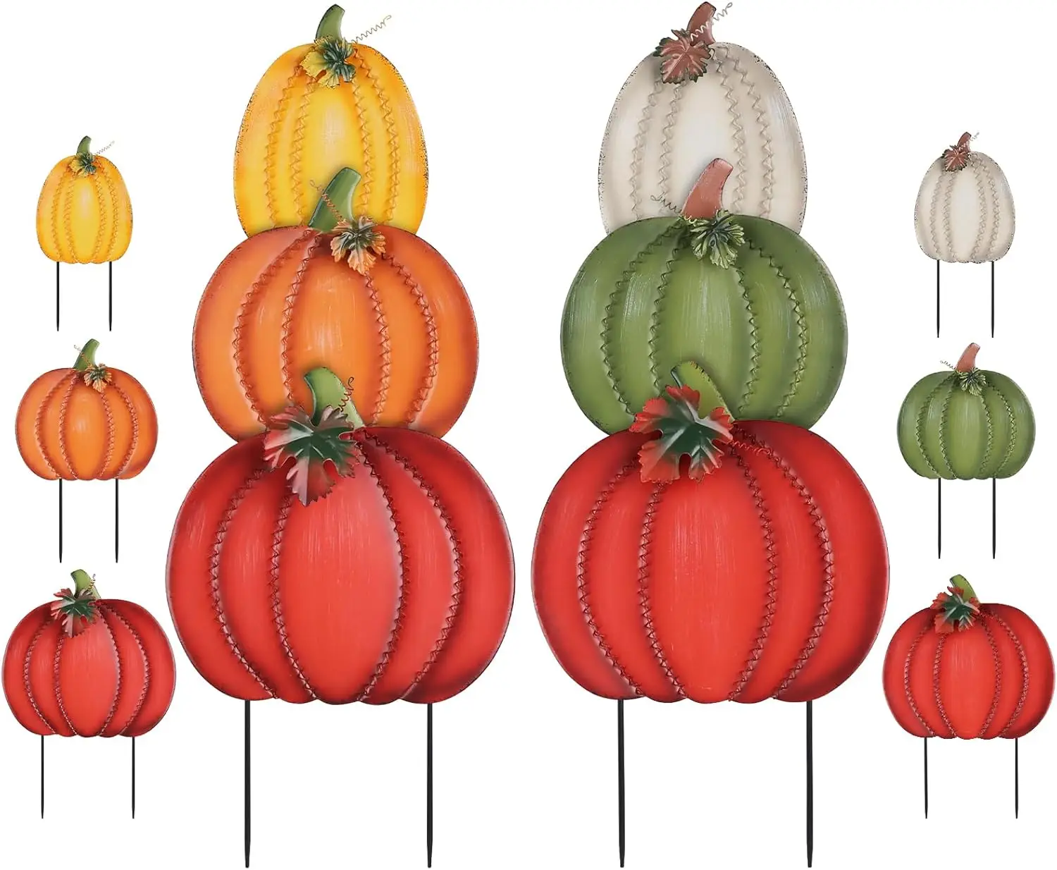 

Fall Decorations Outdoor, 34" 2PCS Decorative Garden Stakes with 6 Pumpkins for Fall Decor, Metal Yard Signs for Home Ou