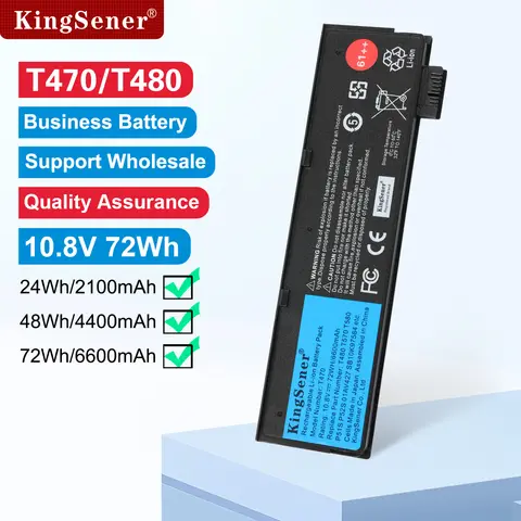 KingSener 10.8V 6600mAh Laptop Batterij voor Lenovo ThinkPad T470 T480 T570 T580 P51S P52S 01AV427 01AV428 01AV423 SB10K97580 61++