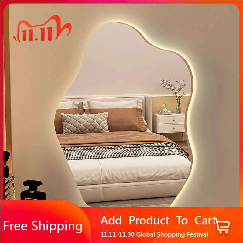 

Asymmetrical Irregular Light Mirror Dressing Table Art Aesthetic Standing Mirror Luxury Modern Spiegel Wand Home Decorations