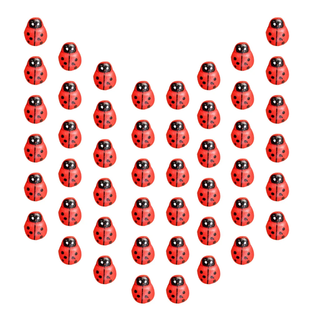 

100 Pcs Ladybug for Simulated Ornaments Garden Miniatures Toy Bird Figurines Home Decor
