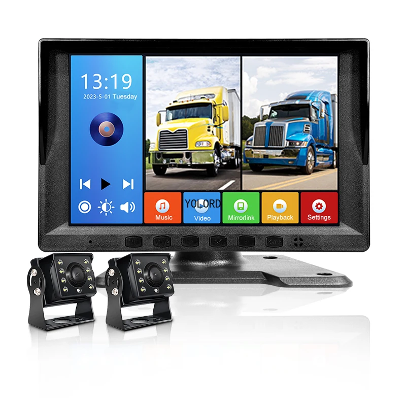 8 Inch Backup Camera Monitor Kit MP5 Player Dash Cam DVR Record 12V 24V AHD 1080P Real Time Reverse Packing System for Truck Bus