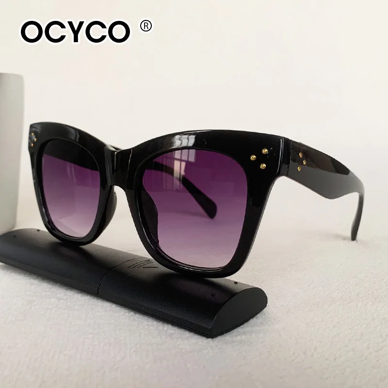 Mode Cat Eye frauen Sonnenbrille Luxus Marke Vintage Quadrat Sonnenbrille Weiblich Männlich Großen Rahmen Brillen UV400 Niet Shades