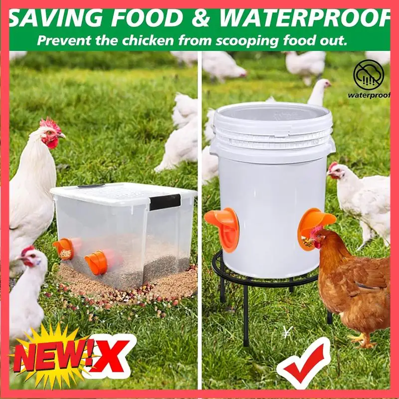 

B17C 2 PCS Metal Stand For Chicken Feeder Waterer, Stand Holder With 4 Legs, Supports Rack For Buckets Barrels Round Durable