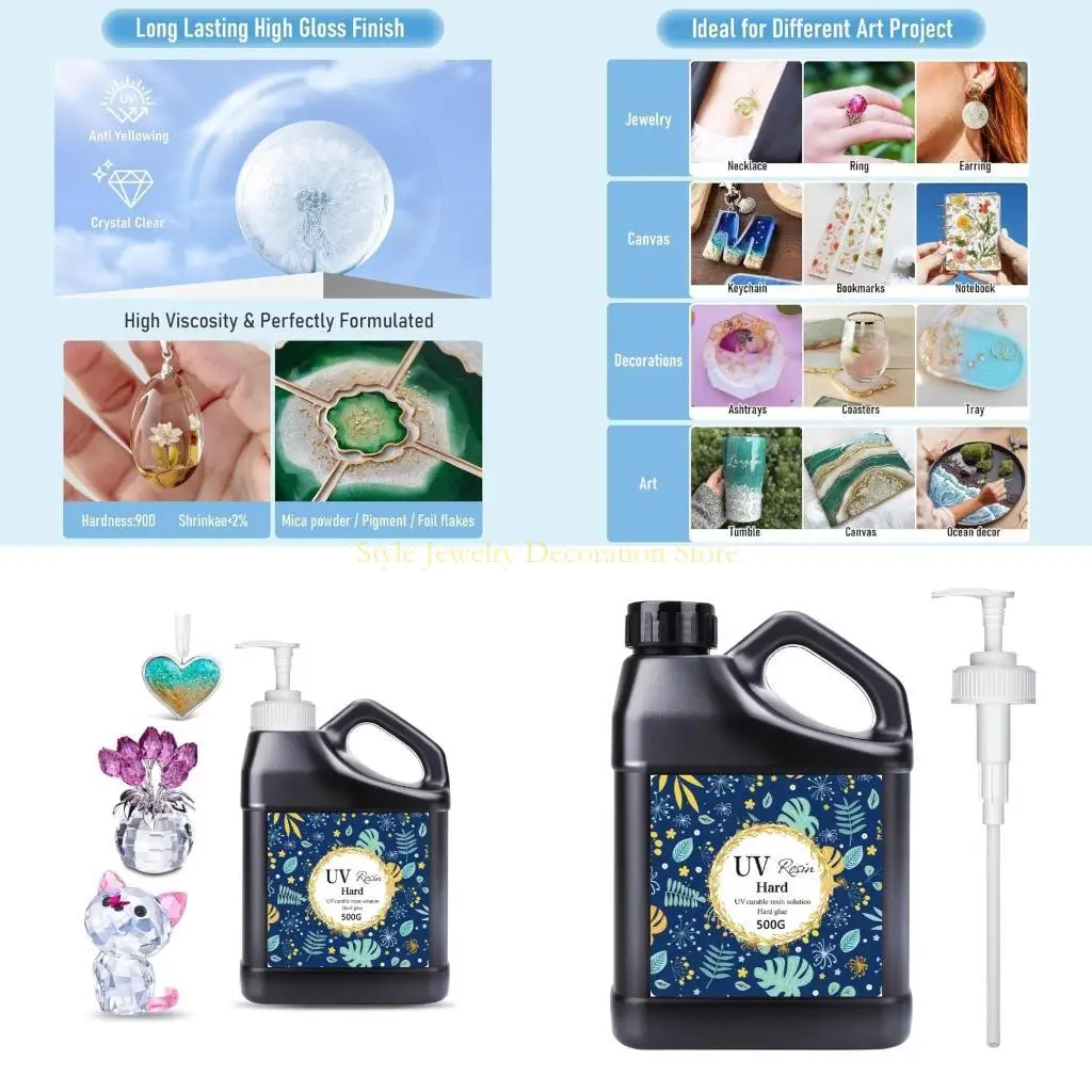 

D46E Easy to Use Clear Dispensing Multi Purpose UV Resin 500g Drop Adhesive for Toy Repair and Model Assembly