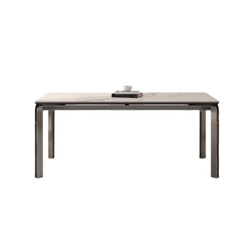Slate dining table, household rectangular minimalist stainless steel dining table, stainless steel dining table