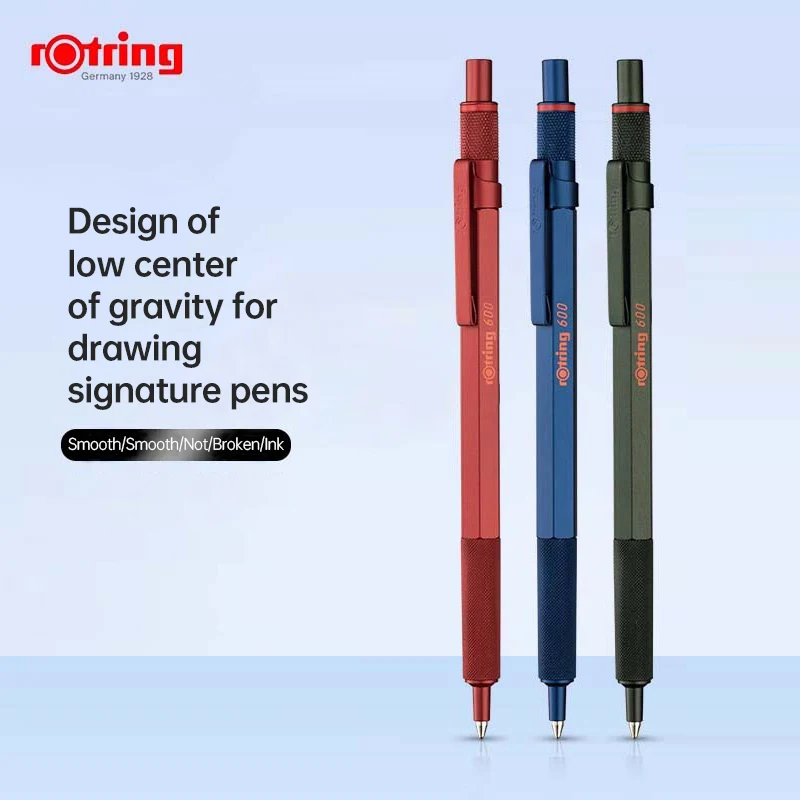 Rotring 600 Metal Ballpoint Pen Signing Pen with Refill Black Ink Gel Pen for Office School Writing Practicing and Working