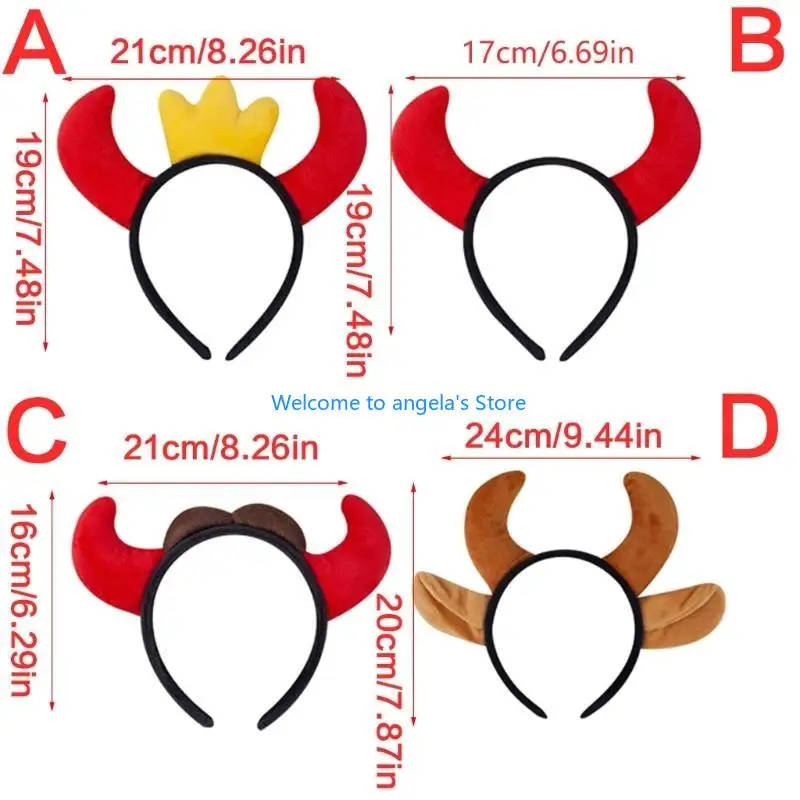 X4YC الهالوين الشيطان القرن عصابات الرأس النسيج الناعم زي ملحق للحفلات البالغين والأطفال