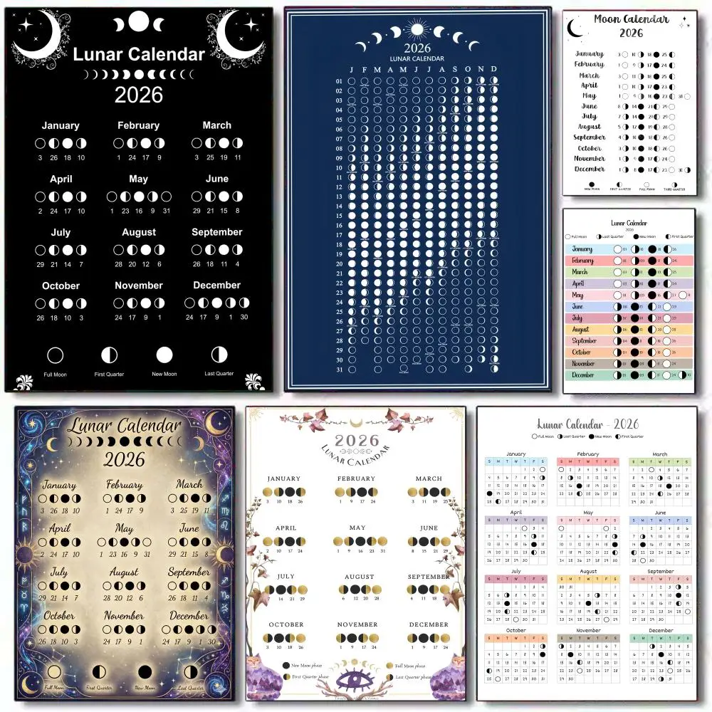 1PC--Wall Calendar Zodiac And 2026 Moon Painting Calligraphy Premium Waterproof Canvas Poster Wall Art for Living Room Home D