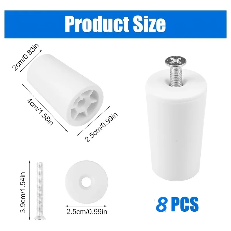 8-Piece White Plastic Blind Stoppers - Smooth And Compact Accessories For Roller Shutter Window Blind Repairs