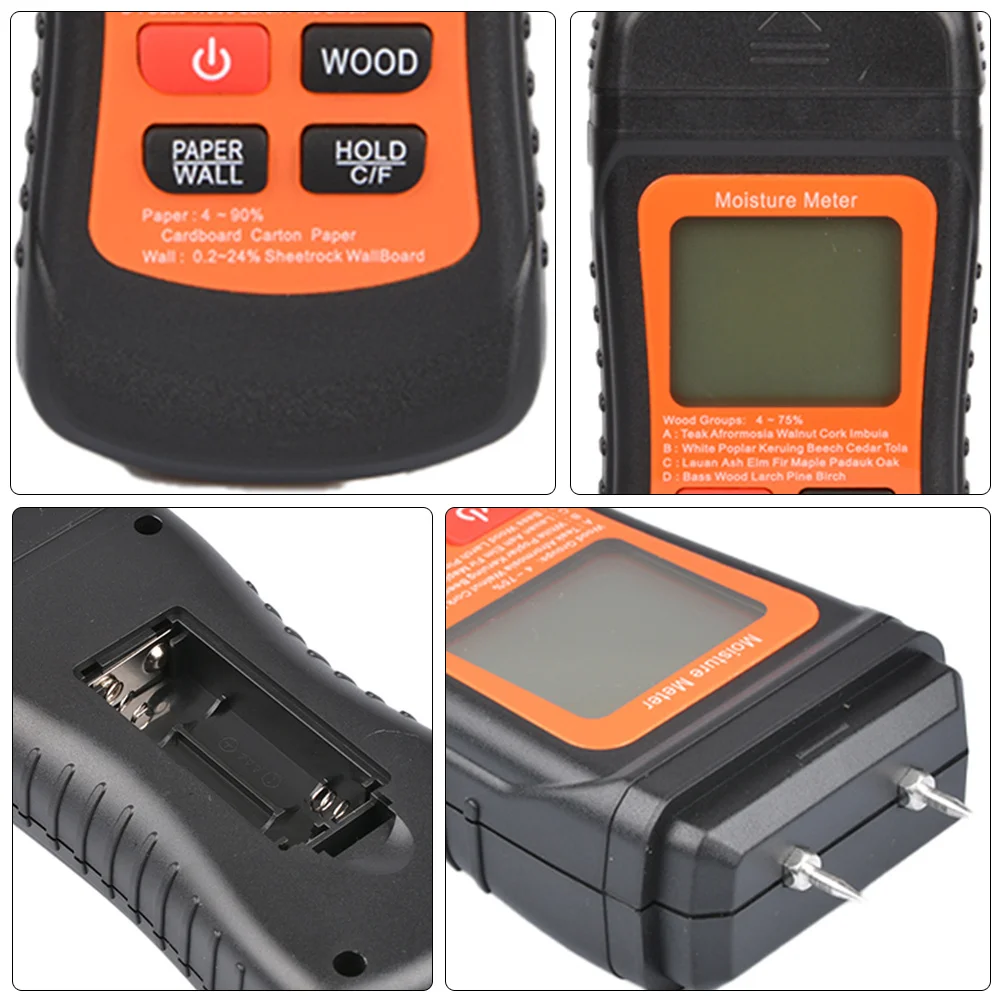 

Wood Moisture Meter Tester Lcd Display For Wall Paper Floor Humidity Detection Timber Damp Black