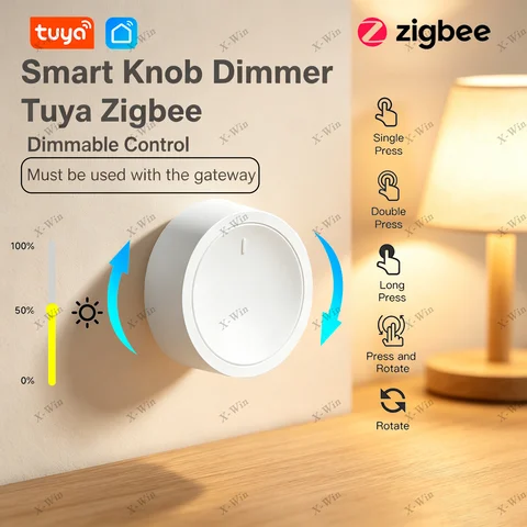 Tuya Zigbee Smart Knob Dimmer DIY Wireless Scene Button Switch Home Appliances Automation Linkage Remoter