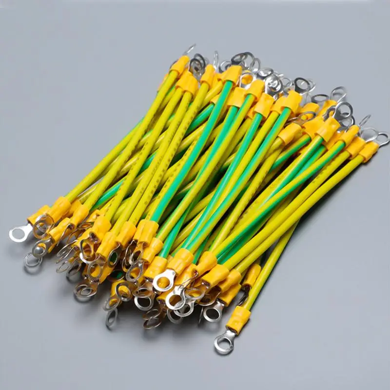 10PCS Cost-effective Copper Bridge Jumper Grounding Wire Yellow Green Double Color for Daily Electrical Maintenance