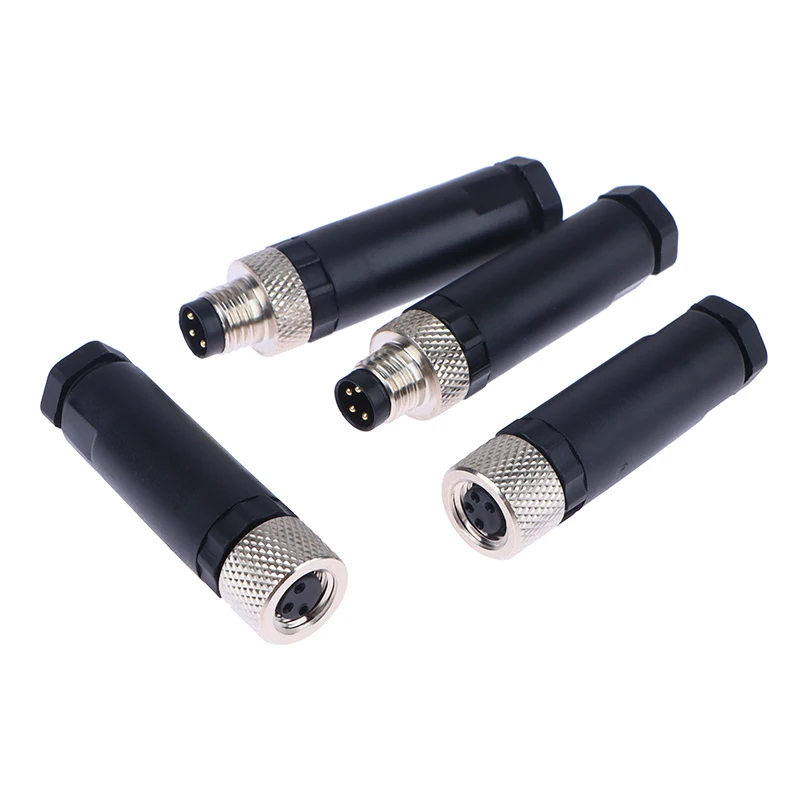M8 Sensor Connector Waterproof Male&female Plug Screw Threaded Plug Coupling 3 4 Pin Flange Socket Back Mount