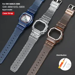 Transparent Rubber Strap Bezel for Casio G-SHOCK DW5600 GW-M5610 G-5600 TPU Sport Waterproof Replace Watch Band Protective Case