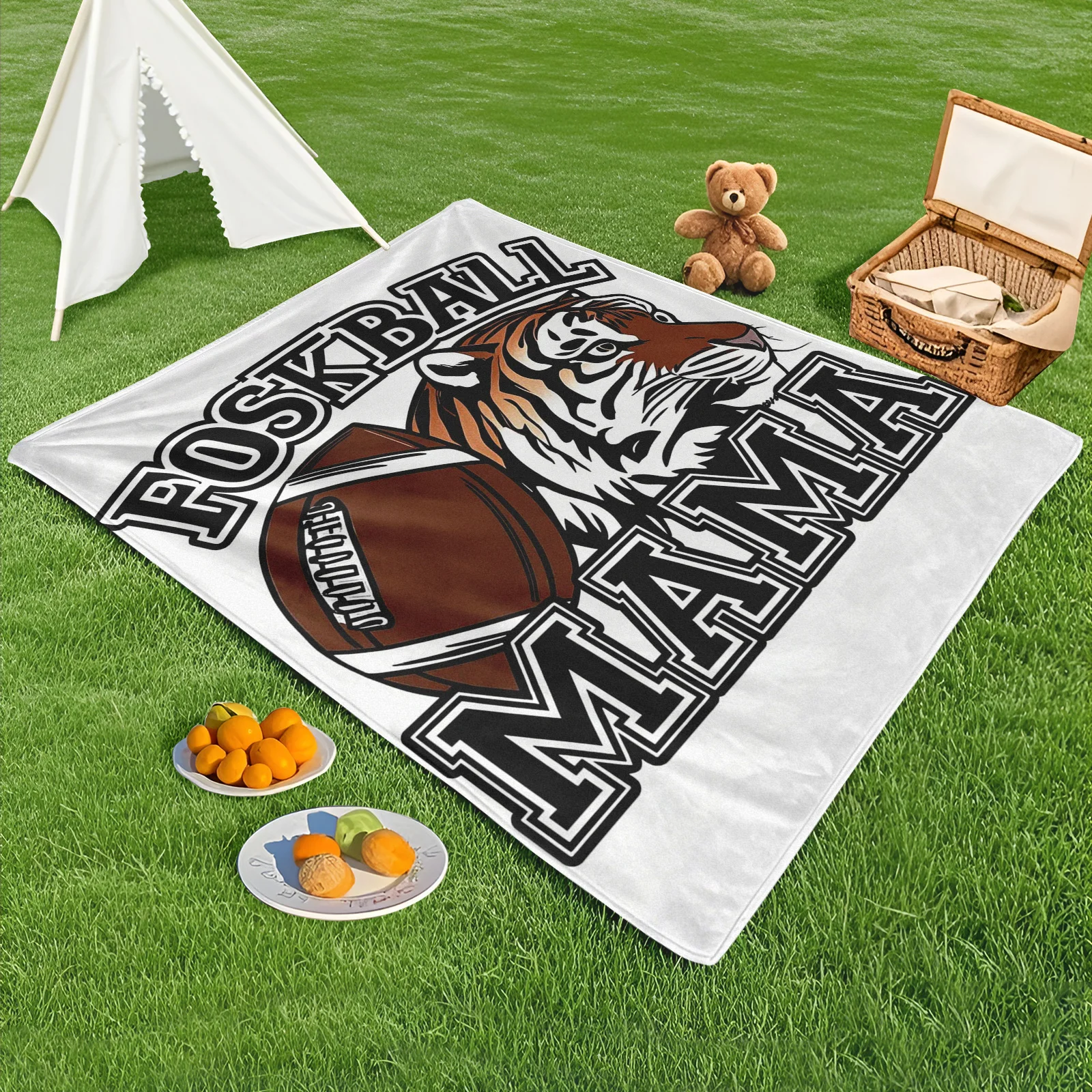 Football Tiger Mother Design Outdoor Blanket For Cozy Picnics And Warm Family Gatherings With Unique And Bold Patterned Style