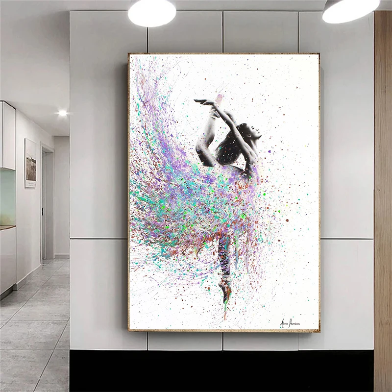 Abstract Girl Dancer Floret Ballet poster Color Particle Painting Ballet Dancer Canvas Print Poster  Wall Decor Home Room Decor