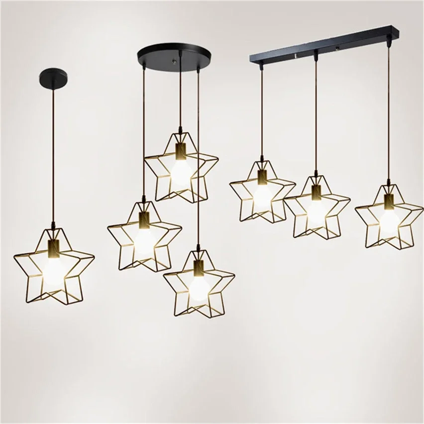 

Nordic Iron Led Pendant Light Retro Creative Star Lamp for Bar Coffee Bedroom Hang Stair Home ing