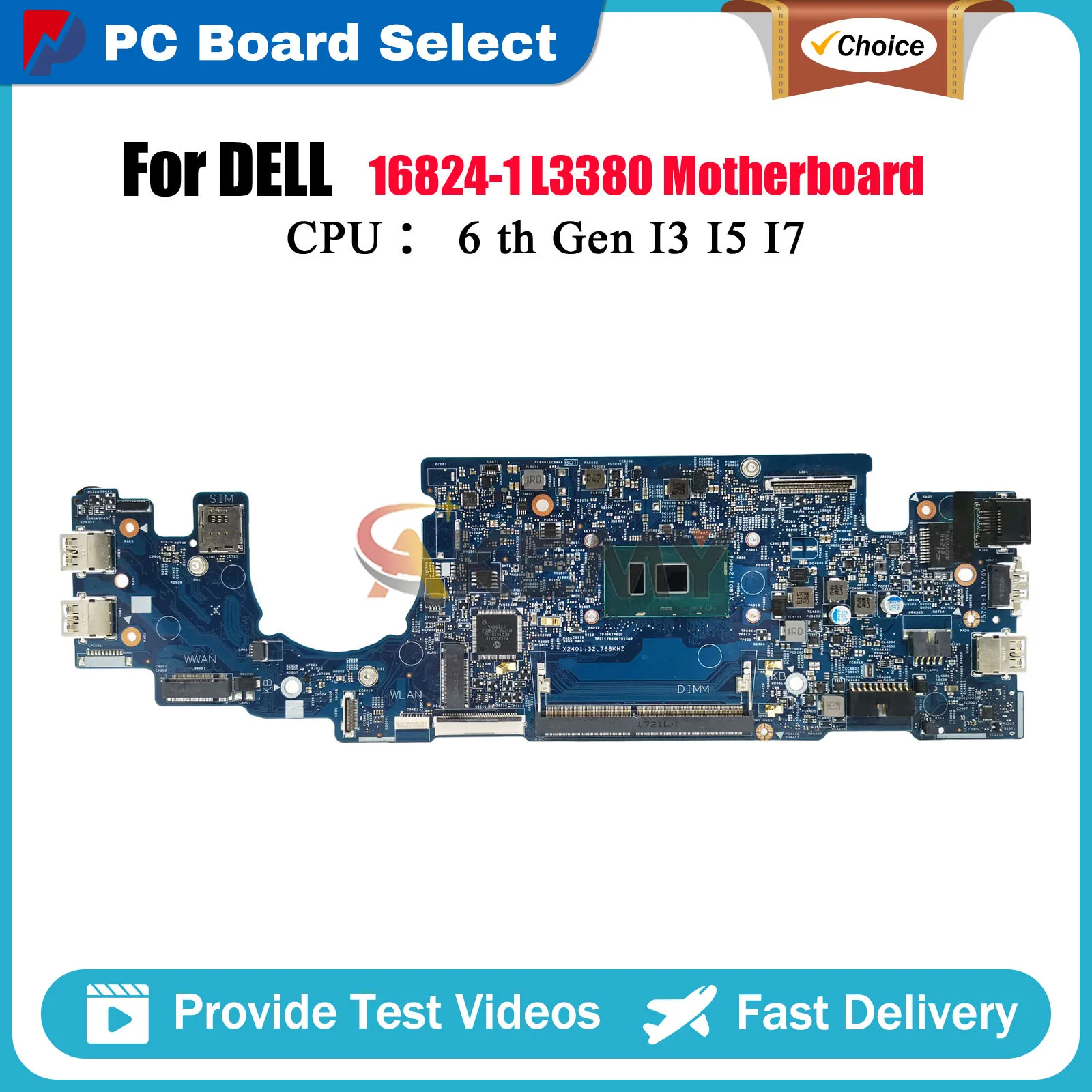 

Материнская плата для ноутбука Dell Latitude 13 3380 L3380 16824-1 CN-066FRK 063JCX 04KCV2 DDR4 протестирована нормально