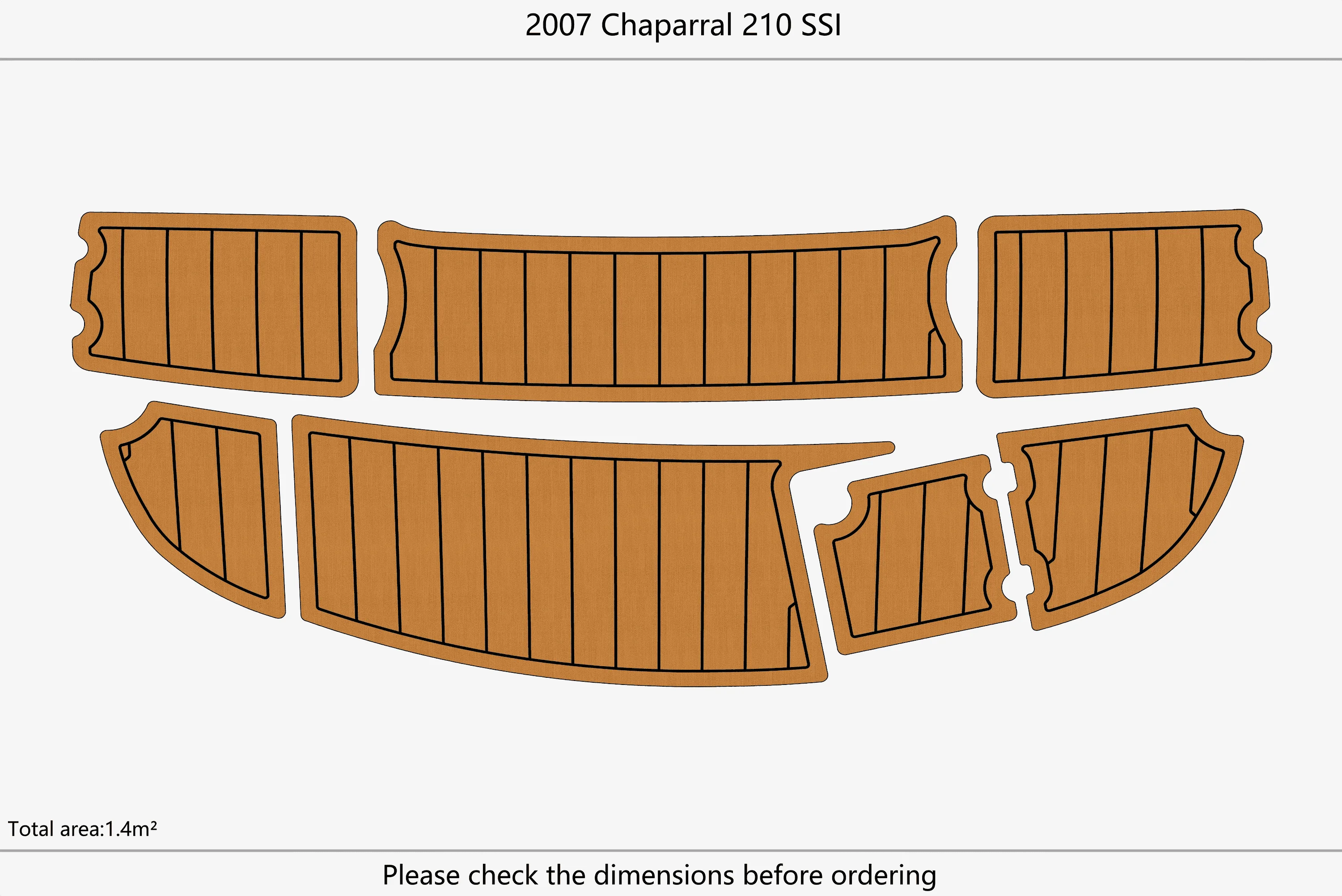 Non-Slip EVA Faux Teak Marine Mat Self-Adhesive 6mm Yacht Cockpit Pad for 2007 Chaparral 210 SSI Boat Decking Easy Install