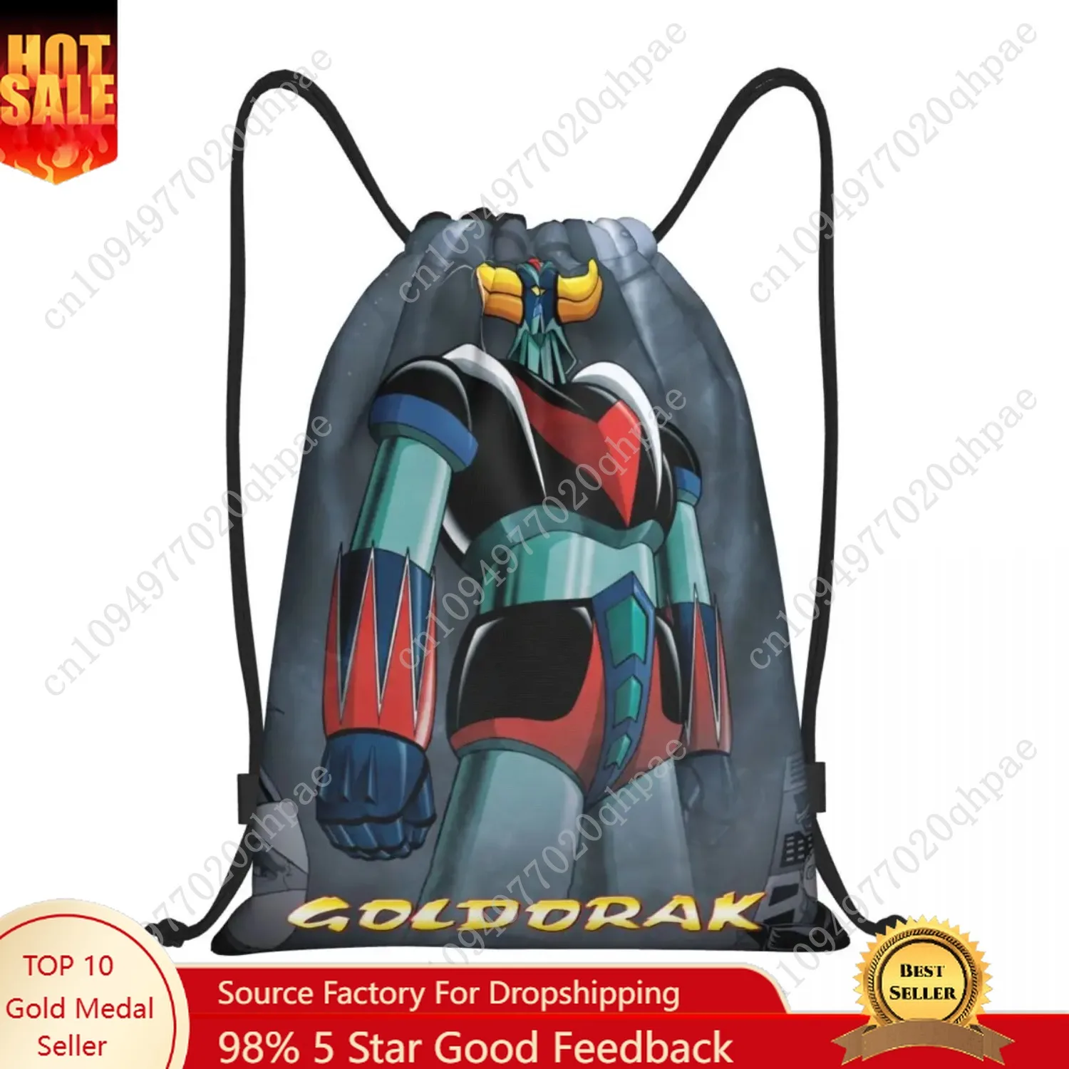 

Goldorak Grendizer Drawstring Backpack Sports Gym Bag for Women Men Anime UFO Robot Goldrake Shopping Sackpack